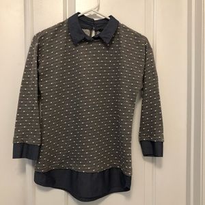 Ann Taylor Polka Dot Mock Overlay Top